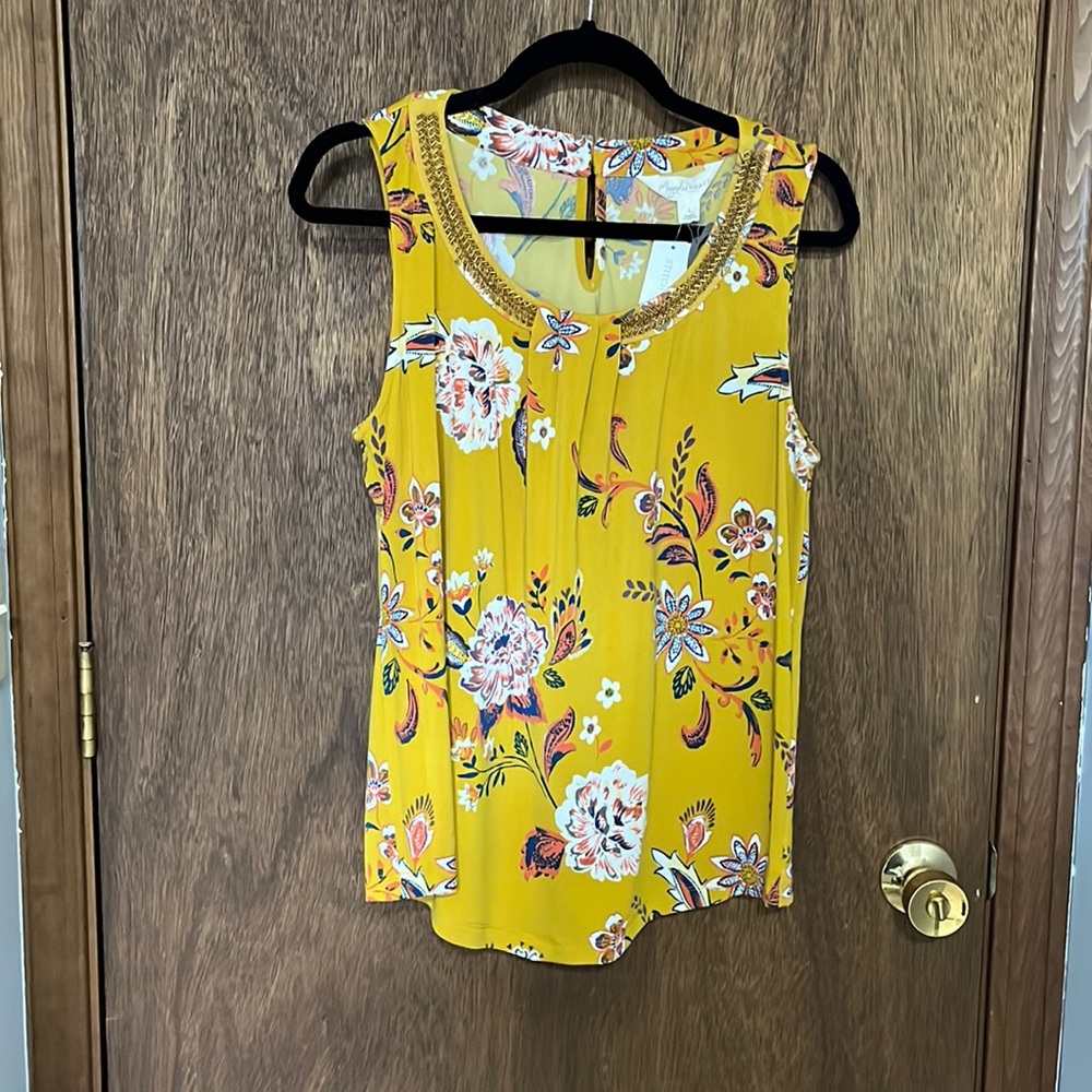 NWT beaded neckline sleeveless top
